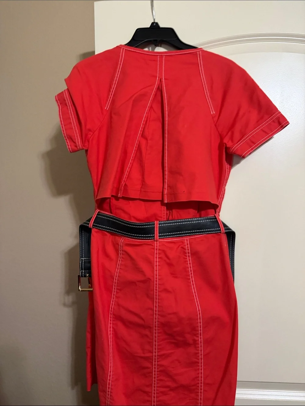 Orange  Utility Shirt Dress with Front Pockets - Picture 2 of 2